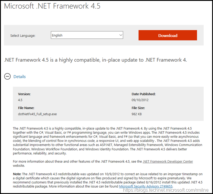 .net framework 4 5 offline